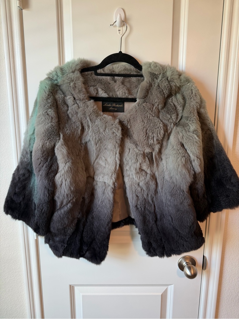 Linda Richards Luxury Gradient Gray Fur Coat - 100% Authentic Rabbit Fur